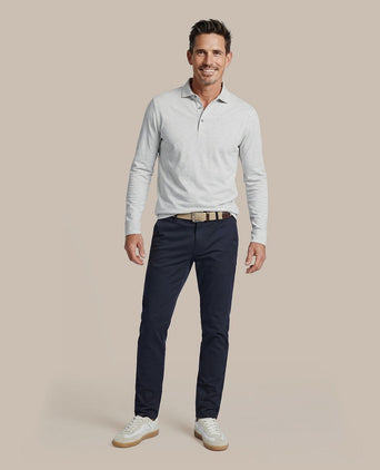 Longsleeve polo grijs melange