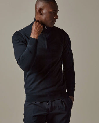 halve rits pullover luxury donkerblauw