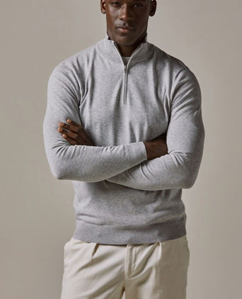 halve rits pullover luxury grijs
