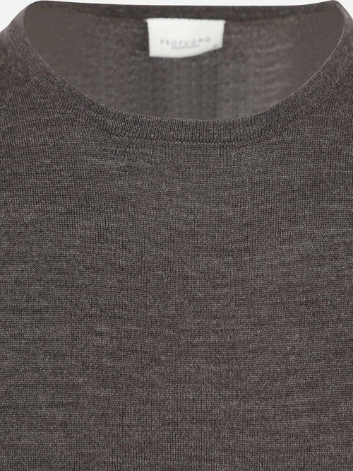Profuomo pullover merinowol donkerbruin
