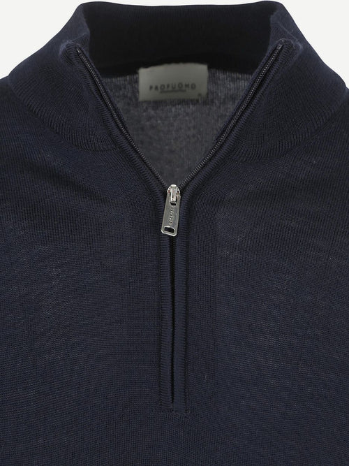 Profuomo halve rits pullover merinowol donkerblauw