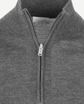 halve rits pullover merinowol grijs
