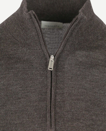 Profuomo halve rits pullover merinowol donkerbruin