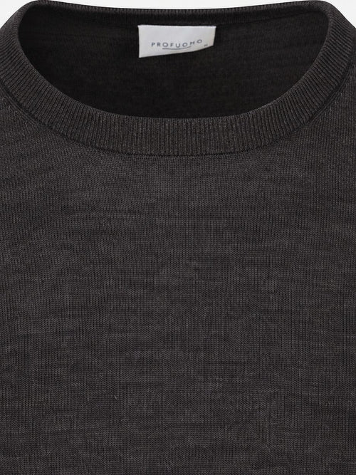 Pullover merinowol donkerbruin