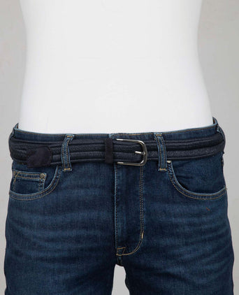 Waxed geweven riem donkerblauw