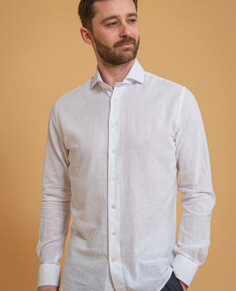 Profuomo linnen overhemd wit | Slim-fit