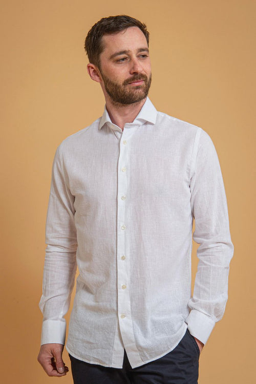 Profuomo linnen overhemd wit | Slim-fit