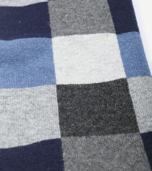 Sjaal wol ruiten blauw grijs
