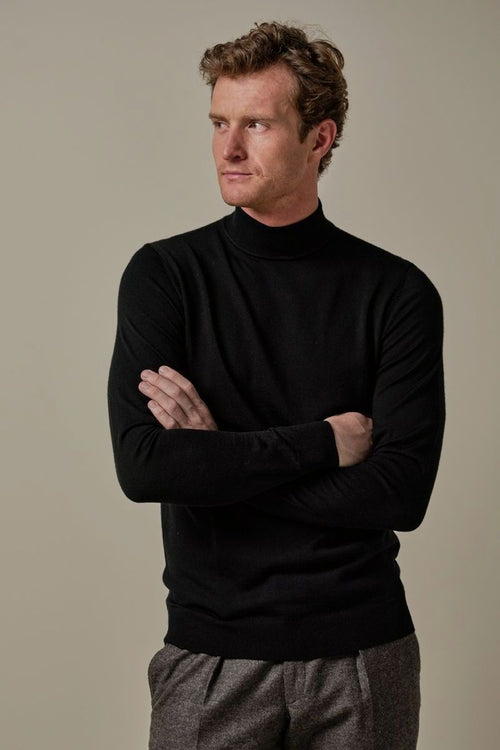 Profuomo turtleneck trui merino zwart