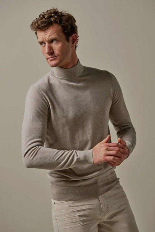 Turtleneck trui merino ecru
