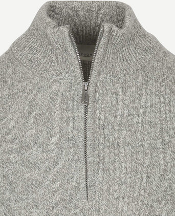 halve rits pullover lamswol melange grijs