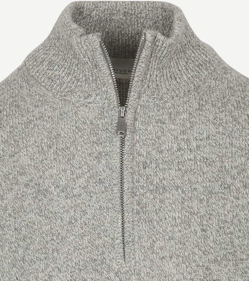 halve rits pullover lamswol melange grijs