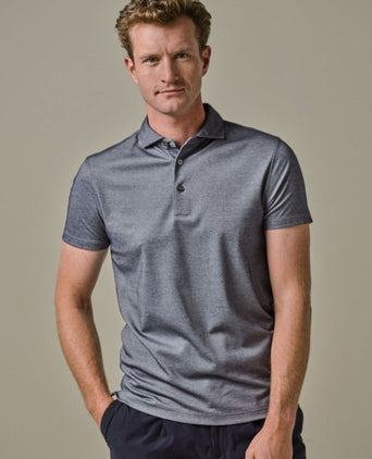 Poloshirt luxury knitted melange blauw