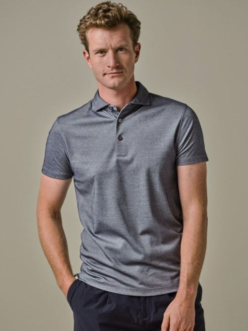 Poloshirt luxury knitted melange blauw