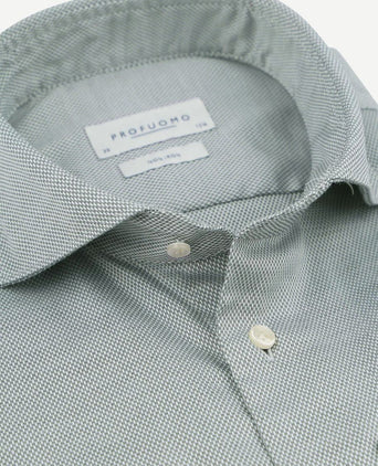 Profuomo basketweave overhemd groen | Slim-fit