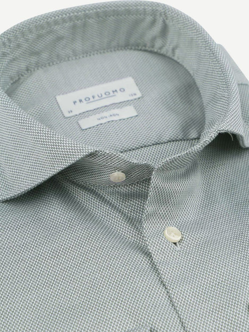 Profuomo basketweave overhemd groen | Slim-fit