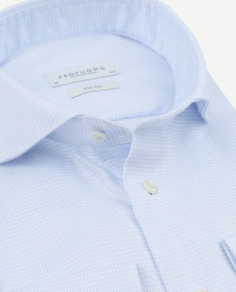 Dobby mouliné overhemd print lichtblauw