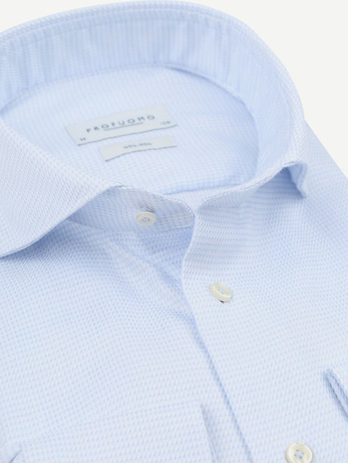 Dobby mouliné overhemd print lichtblauw