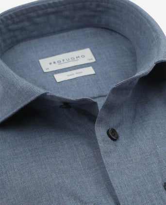 Overhemd peached twill flanel blauw