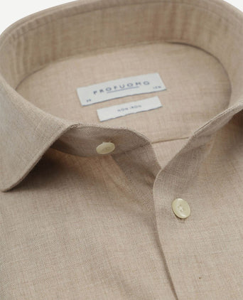 Overhemd peached twill flanel beige