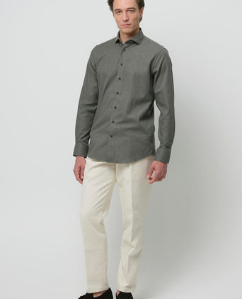 Profuomo overhemd peached twill flanel groen | Slim-fit