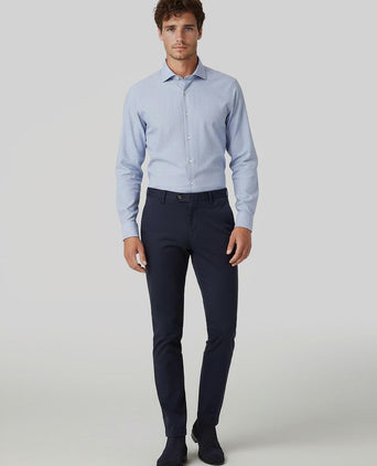 Profuomo overhemd peached herringbone flanel blauw | Slim-fit