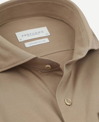 Profuomo japanese knitted overhemd beige | Slim-fit