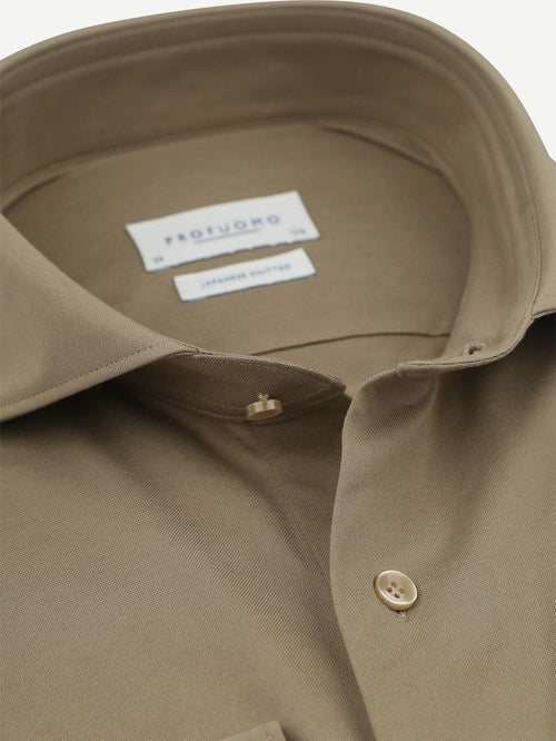 Profuomo japanese knitted overhemd groen | Slim-fit