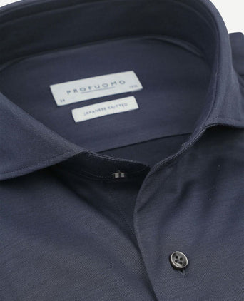 Profuomo japanese knitted overhemd denim donkerblauw | Slim-fit