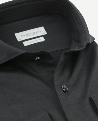 Profuomo japanese knitted overhemd antraciet | Slim-fit