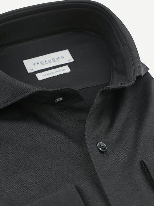 Profuomo japanese knitted overhemd antraciet | Slim-fit