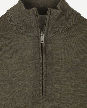 Profuomo halve rits pullover merinowol olijfgroen