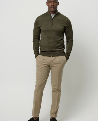 Profuomo halve rits pullover merinowol olijfgroen