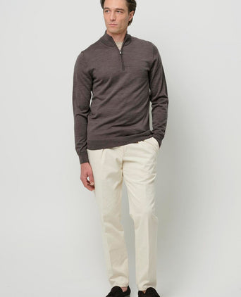 Profuomo halve rits pullover merinowol taupe