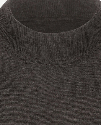 Turtleneck trui merino donkerbruin