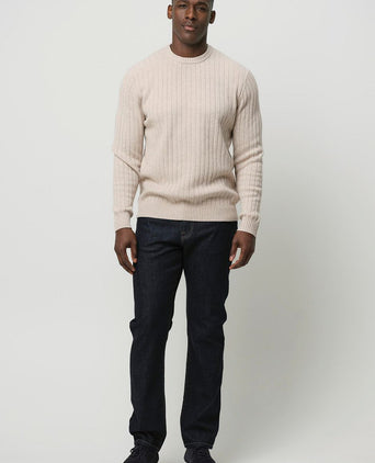 Profuomo pullover rib wol blend sand