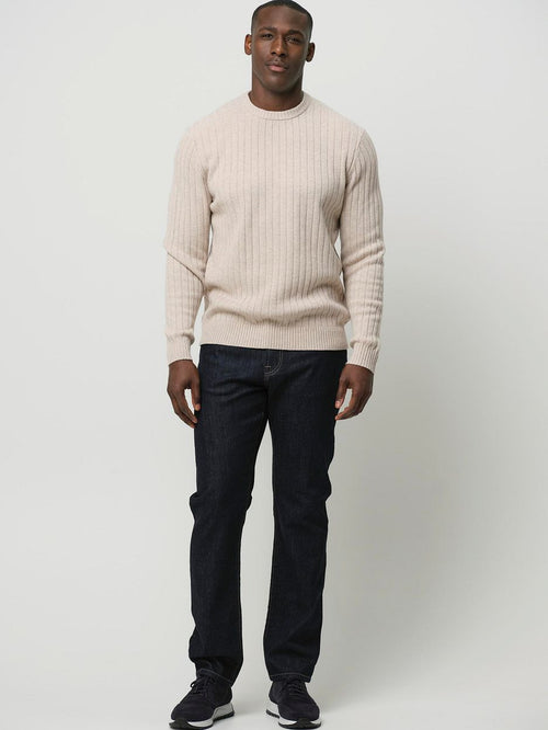 Profuomo pullover rib wol blend sand