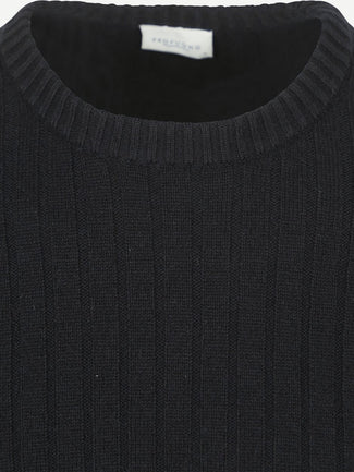 Profuomo pullover rib wol blend donkerblauw Profuomo pullover rib wol blend donkerblauw