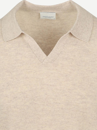 Profuomo longsleeve poloshirt wol blend sand Profuomo longsleeve poloshirt wol blend sand