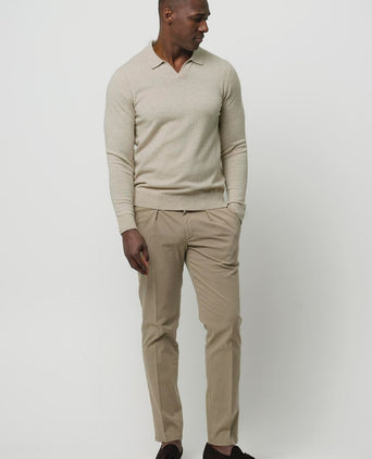 Profuomo longsleeve poloshirt wol blend sand