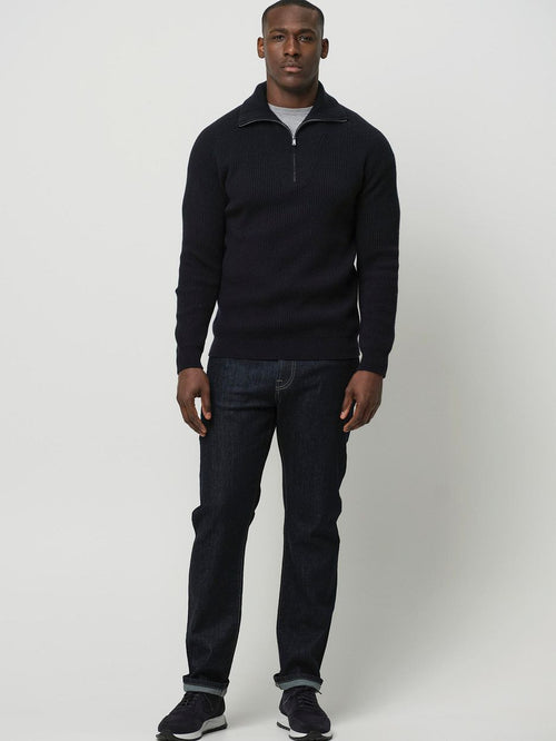 Profuomo halve rits pullover wol donkerblauw