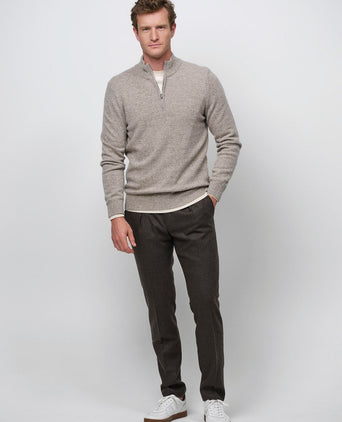 halve rits pullover wol blend sand