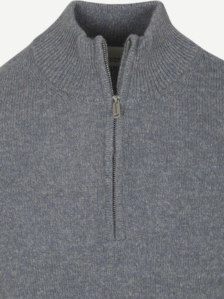 Profuomo halve rits pullover wol blend blauw Profuomo halve rits pullover wol blend blauw