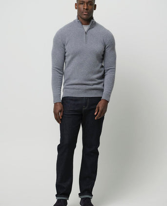 halve rits pullover wol blend blauw