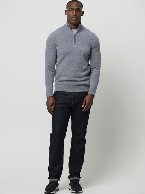 halve rits pullover wol blend blauw