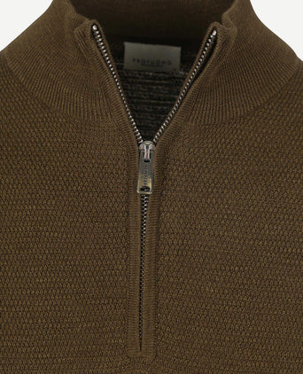 Profuomo halve rits pullover structure donkergroen