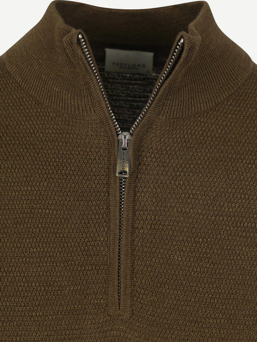 Profuomo halve rits pullover structure donkergroen