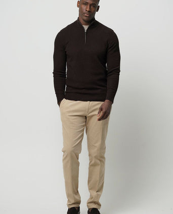 Profuomo halve rits pullover structure bruin