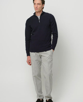 halve rits pullover structure donkerblauw