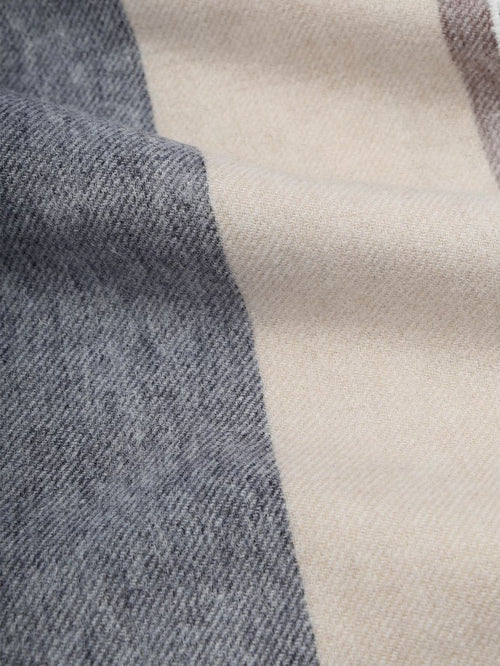 Profuomo sjaal wol stripes blauw bruin beige